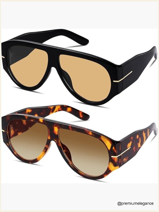 Oversized Retro Aviator Sunglasses - 70s Vintage Square Frame UV400 Shades main image 7